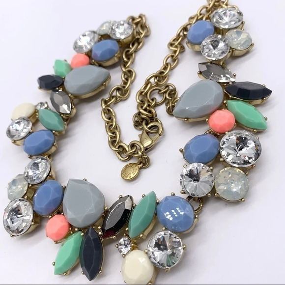 J. Crew Blue Gray Green Coral Jeweled Necklace - Picture 2 of 3